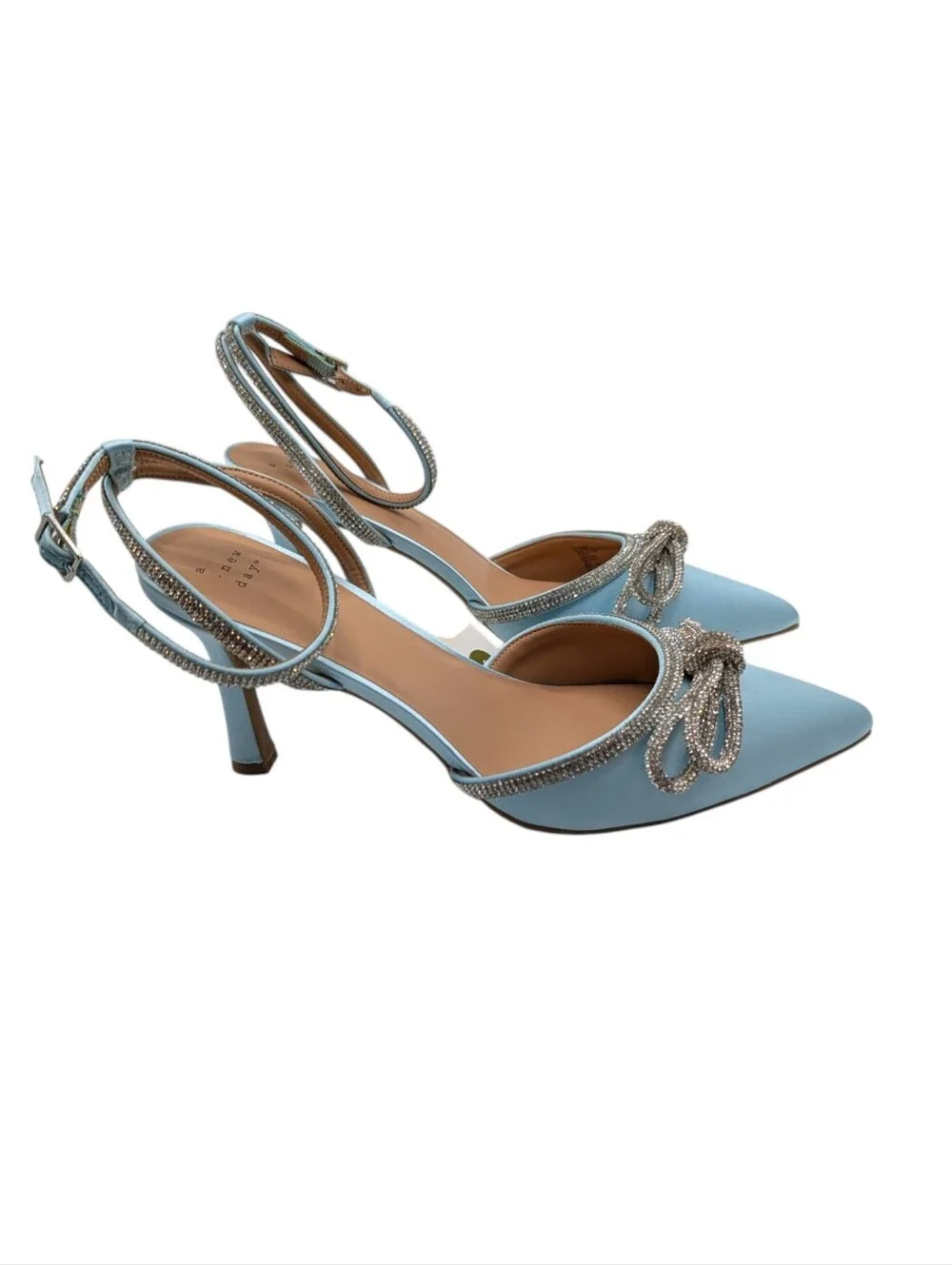 A New Day Carmin Turquoise Blue Rhinestone Bow Heels 11 New